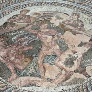 Minotaur legend Ancient painting portraying the legend of the Minotaur