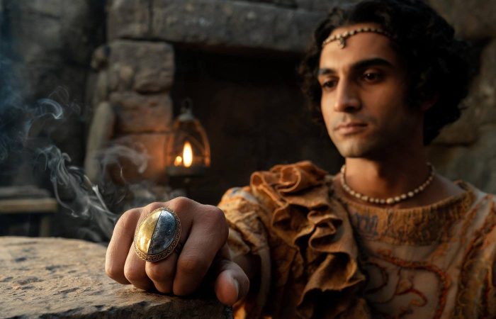 Reconstruction of a Minoan priest wearing a meteorite iron signet ring