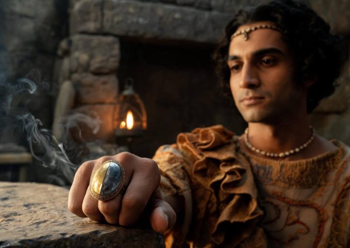 Reconstruction of a Minoan priest wearing a meteorite iron signet ring